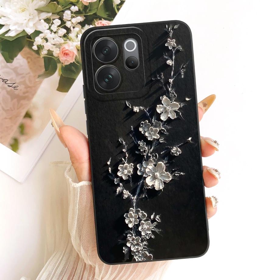 For Vivo V70 Lite V70 FE VivoV70 V2538 v2550 V2548 Phone Case Floral Aesthetic Moon Nigth Bow Pattern Funda Soft Silicone Cover