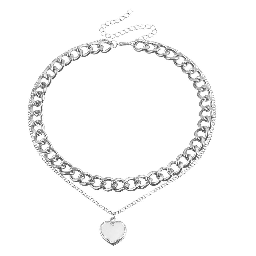 Foreign trade special jewelry punk double-layer love fritillary pendant necklace light luxury autumn and winter sweater chain new