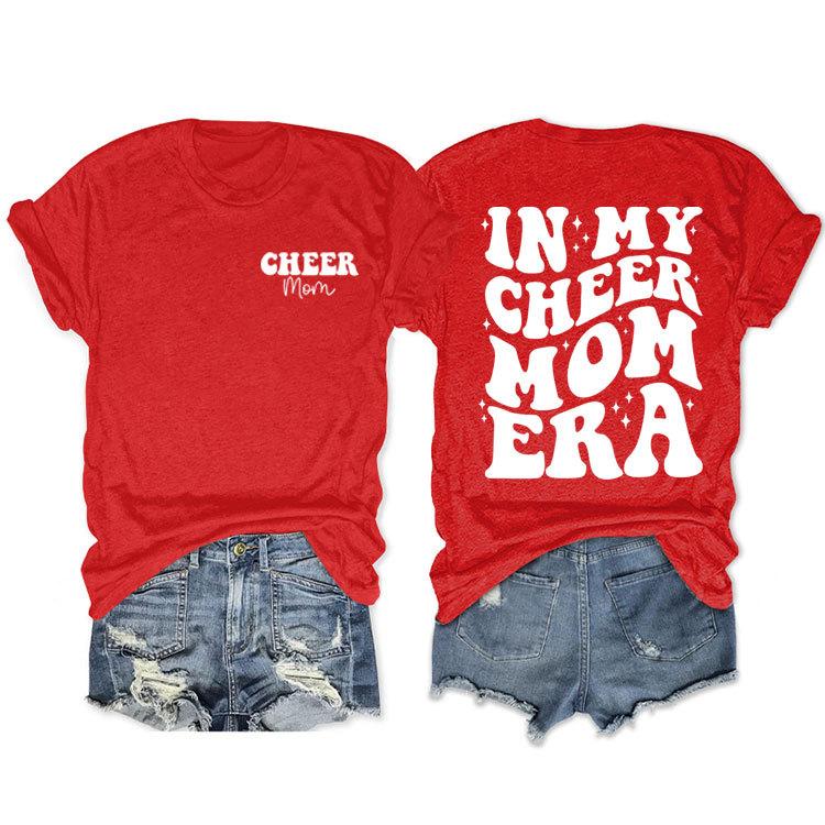 In my cheer mom era cheer mom crew neck casual T-shirt double-sided printing loose short sleeves