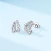 Curved Claw Snowflake Four-Leaf Star Stud Earrings For Women Shining Cubic Zirconia Fashion Ear Studs Daily Party Wear Jewelry