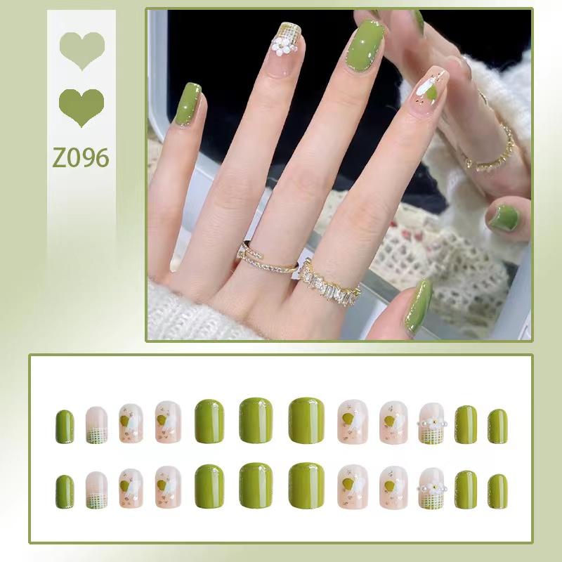 Press On Acrylic Fake Nails Set with Glue High Quality Handmade Nail Extension French Tips Woman False Short Nails Press Ons