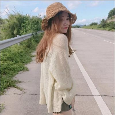 Hong Kong Style Retro Style Lazy Loose Thin Long-sleeved Sweater Summer Versatile Sun Protection Cardigan for Women