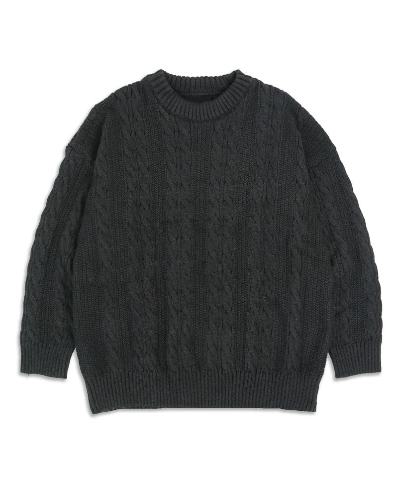 UNDEROFF Oversized Cable Knit Fisherman Black