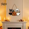 Halloween Party Favors Wooden Welcome Door Sign, Vintage Black Cat Jack-o-lantern Ghost Hanging Front Wall Showcase Decorations Decoration,