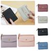 Square Leather Coin Purse Multifunctional Zipper Short Wallet Simple Hasp Wallet  Girls
