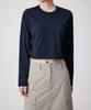 MUSINSA STANDARD WOMAN [Cooltandard] Women'S Crew Neck Crop Long Sleeve T-Shirt [Navy]