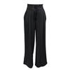 Women Pants High Waist Lace-up Casual Wide Leg Trousers with Pockets Pure Color Design Loose Fit Long Pants Daily