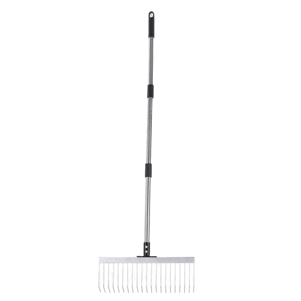 Bow Rake Garden Rake with Detachable Long Handle 21 Tines Garden Tool for Loosening Soil Gathering Leaf Yard Lawn