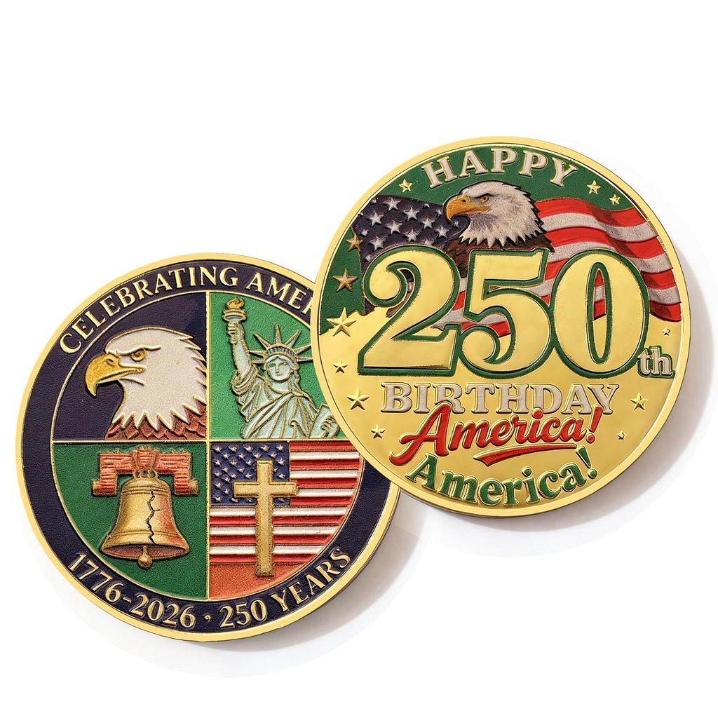 250th Anniversary Commemorative Coin Independence Day Founding Medal Challenge Coin Embossed Metal Coin Color Printed Badge