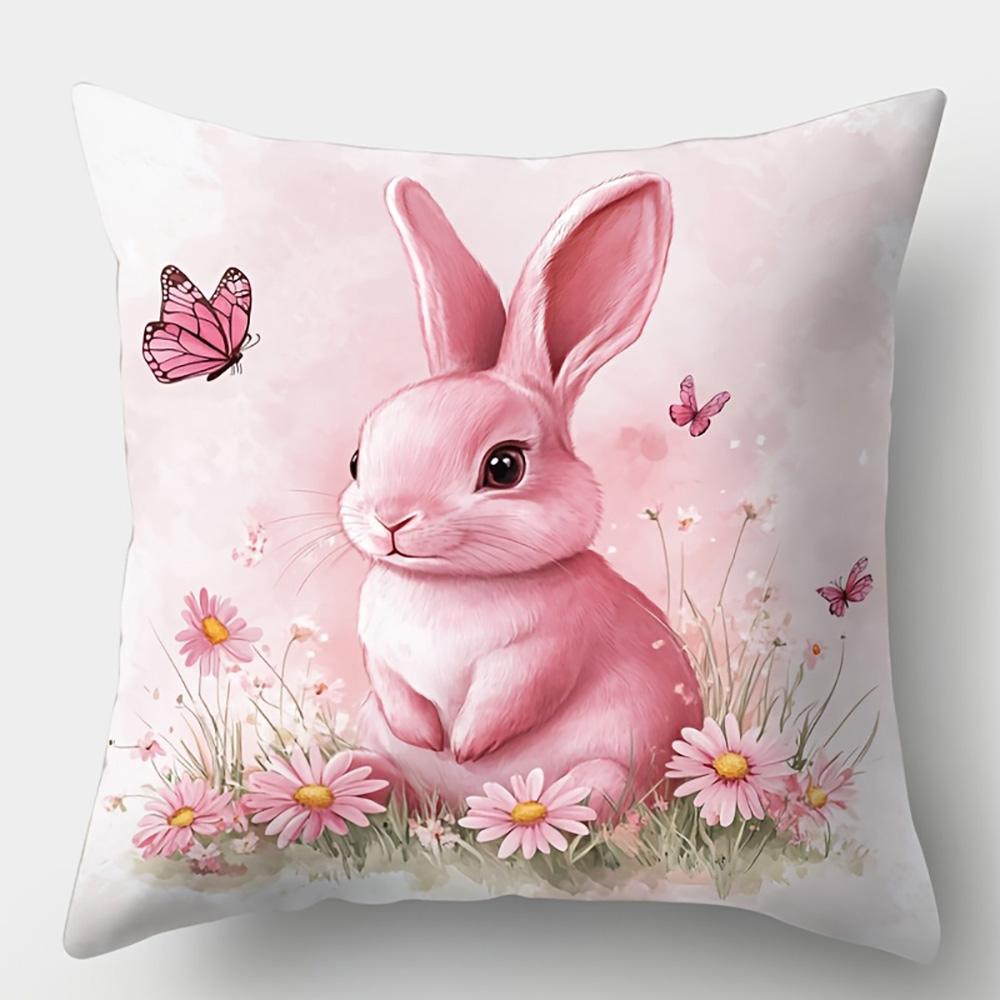 Easter Bunny And Egg Print Pillowcases Cushion Cover For Sofa And Bed Pillowcase For Home And Bedroom Decoration
