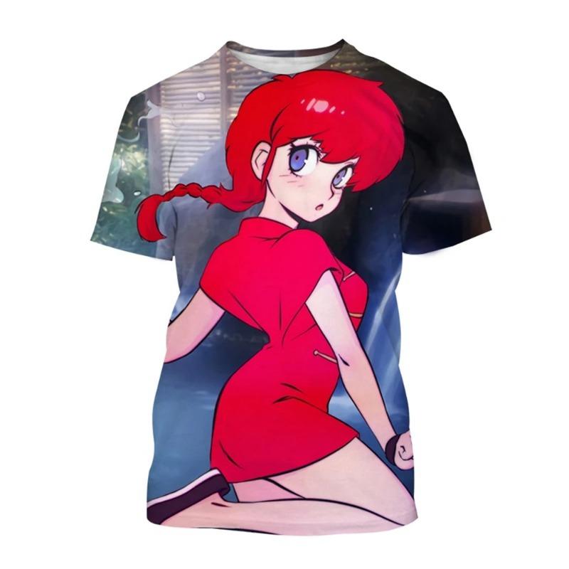 Japanese Anime Ranma Anime Character Casual Cute Unisex 3D Printed Character Short Sleeve T-shirt