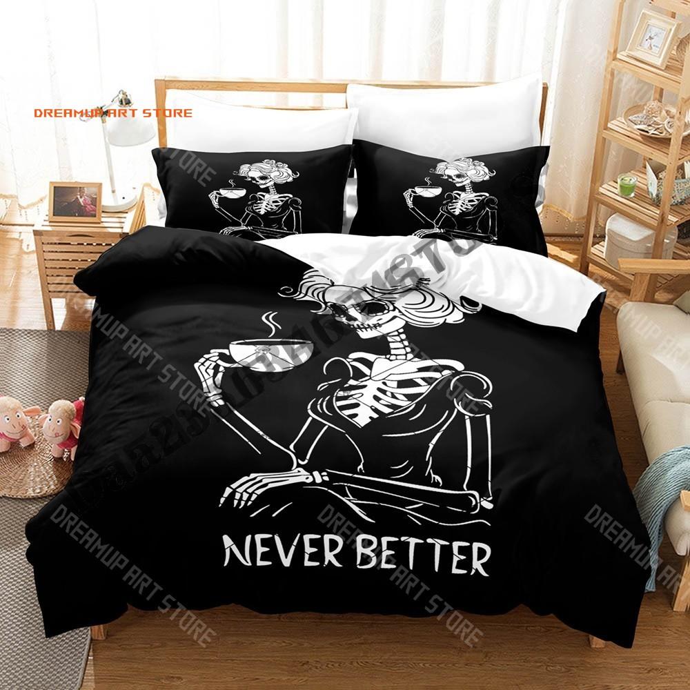 3D Print Never Better Skeleton Bedding Set Single Twin Full Queen King Size Bed Set Adult Bedroom Duvetcover Sets Anime Bed