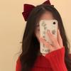 Pince à Cheveux Boucle Flocon Velours Rouge - Accessoire Festif Extra Large pour Femmes