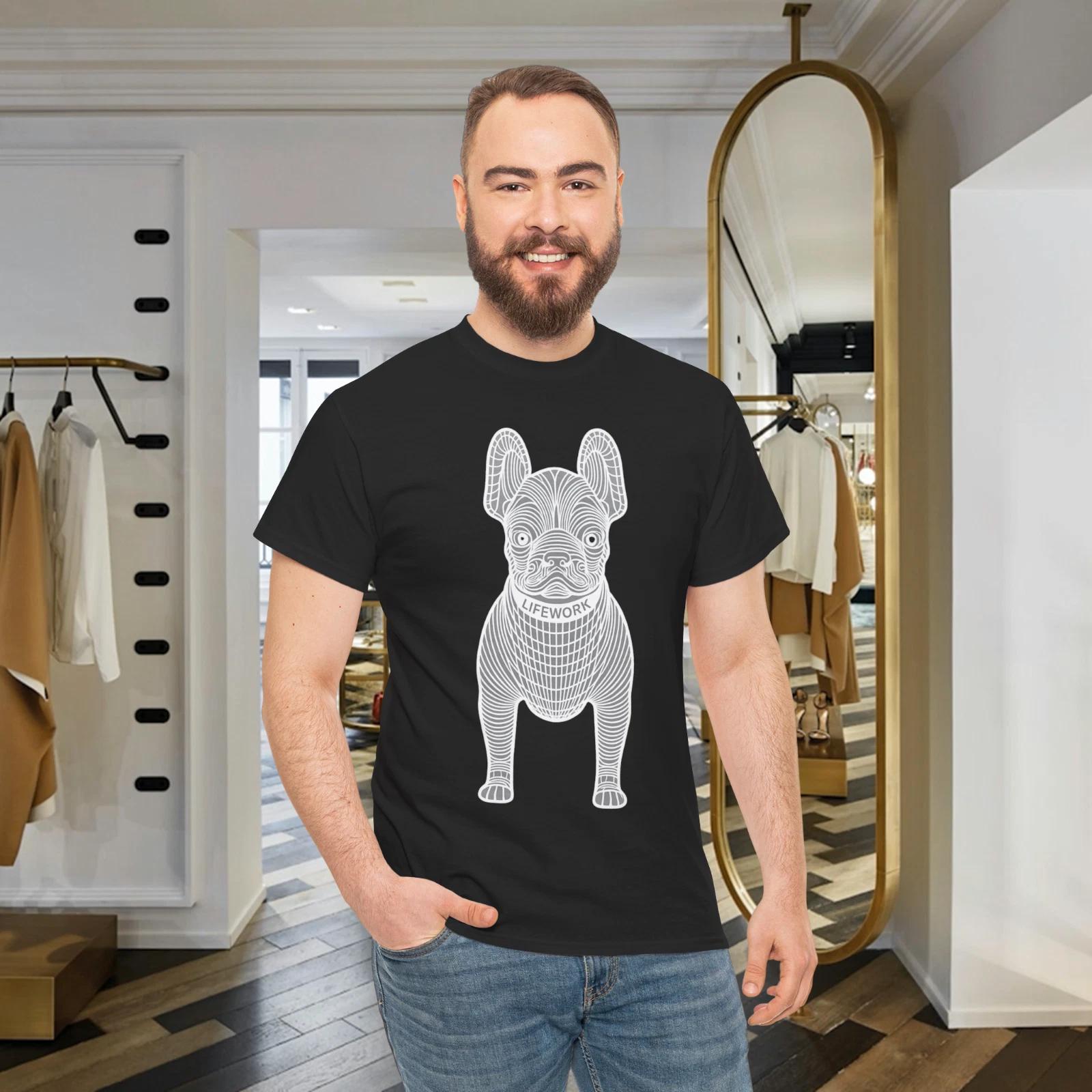 

Футболка с рисунком французского бульдога French Bulldog Life Won Минималистичный линейный рисунок Графическая футболка с собакой 1 S