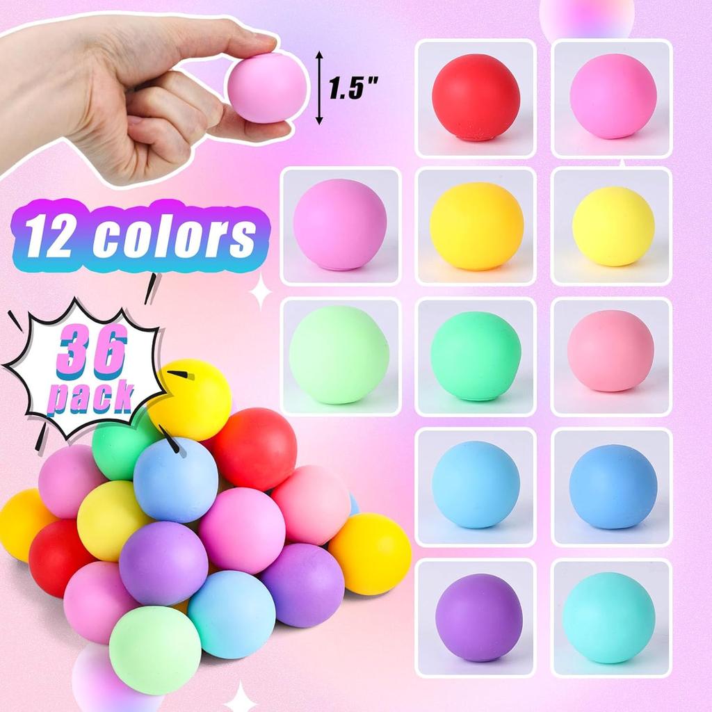 LovesTown 36PCS Slow Rising Stress Balls, Colorful Stretchy Ball Sensory Fidget Balls Squeeze Balls Anxiety Stress Relief Ball for Athletes School