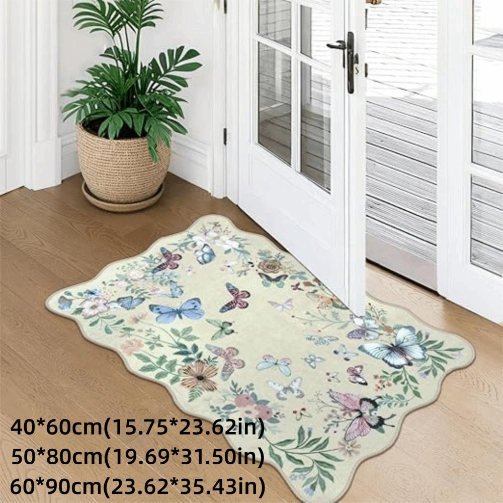 Non-Slip Indoor Door Mat Soft Small Kitchen Rug Butterfly Entryway Rug  for Bathroom Bedroom
