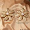 European and American gold seven-petal large floral earrings vintage, exaggerated, luxurious, elegant, minimalist, and fashionable earrings