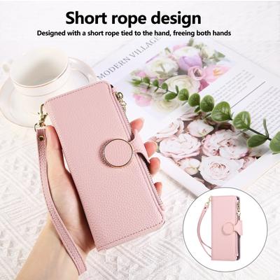 Phone Case for Samsung Galaxy Z Fold 7 Fold6 5 4 3 Circular Buckle/zipper/Lanyard Plain Leather Card Holder Wallet Soft Cover