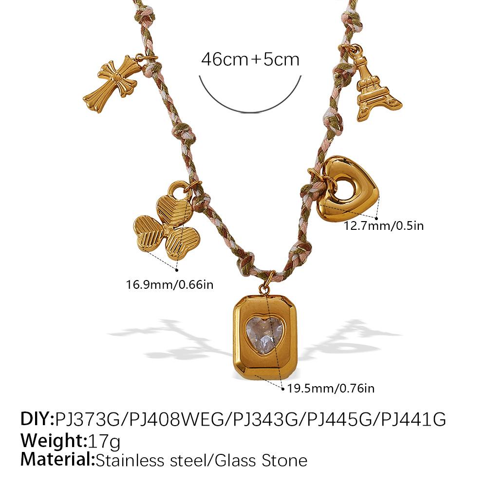 Vintage seaside style DIY freshwater pearl pendant bracelet stainless steel gold-plated ceramic pendant necklace female
