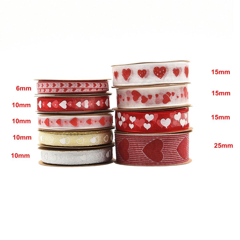 Romantic Heart Printed Ribbon 10m Length Perfect for Valentine's Gifts Wrapping and Wedding Decorations Ribbon