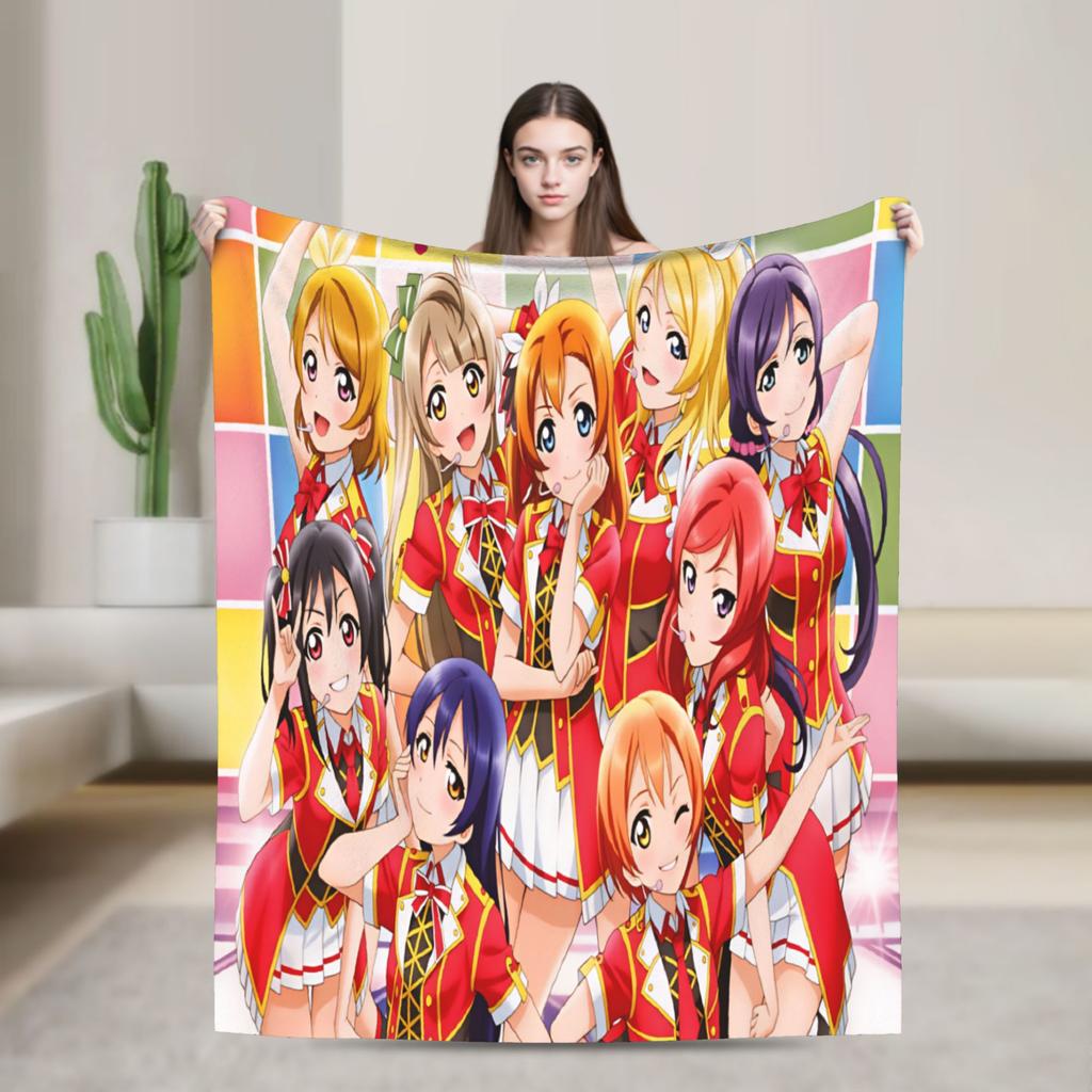 Love Live! Flannel Blanket Warm Soft Throw Blanket for Couch Chair Travel Funny Bedspread Sofa Bed Cover