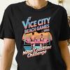 Vice City Games 1986 Neon Coastline Challengeretro Beach Crewneck Casual Tshirt 80s Summer Volleyball Unisex Graphic Tshirt