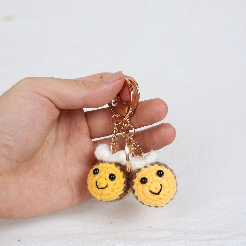 Finished Product Crochet Keychains Handmaking Knitting Insect Fat Bees Pendants  Animal Doll