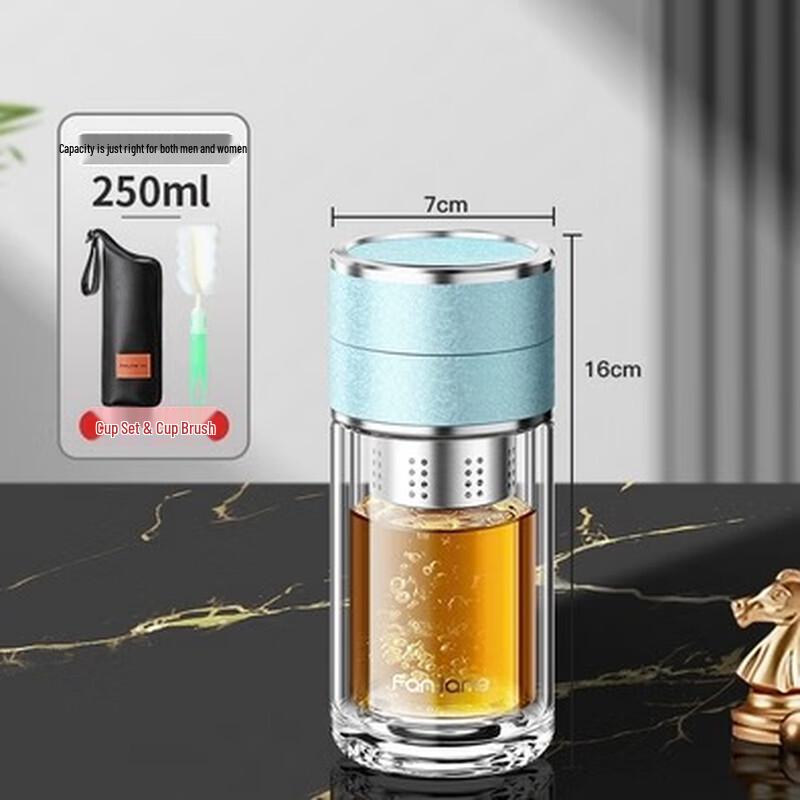 SX Portable Double-Layer Glass Tea Cup