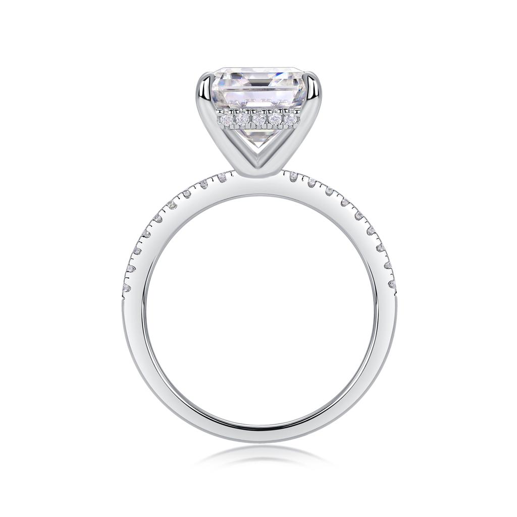 5ct Emerald Cut Moissanite Rings Women Fine Silver Solitaire Ring Ladies Gemstone Rings