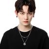 Stackable Double Layer Cat Pendant Necklace - Titanium Steel Chain for Men, Women & Boys