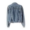 Europese & Amerikaanse Denim Jas met Kralen en Parels - Veelzijdig, Figuurcorrigerend, Los Kort Model voor Dames