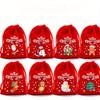 Christmas Drawstring Gift Bags - Festive Red Cloth Pouches for Candy, Cookies, Jewelry & Party Favors