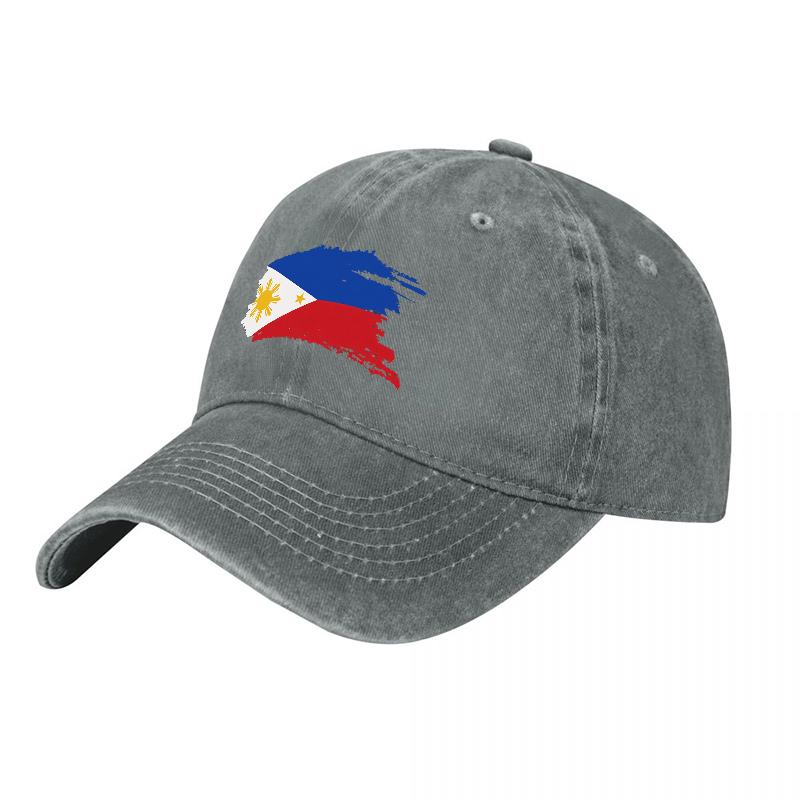 Philippines Flag Washed Canvas Baseball Cap Classic Vintage Style Adjustable Hat for Unisex and Women