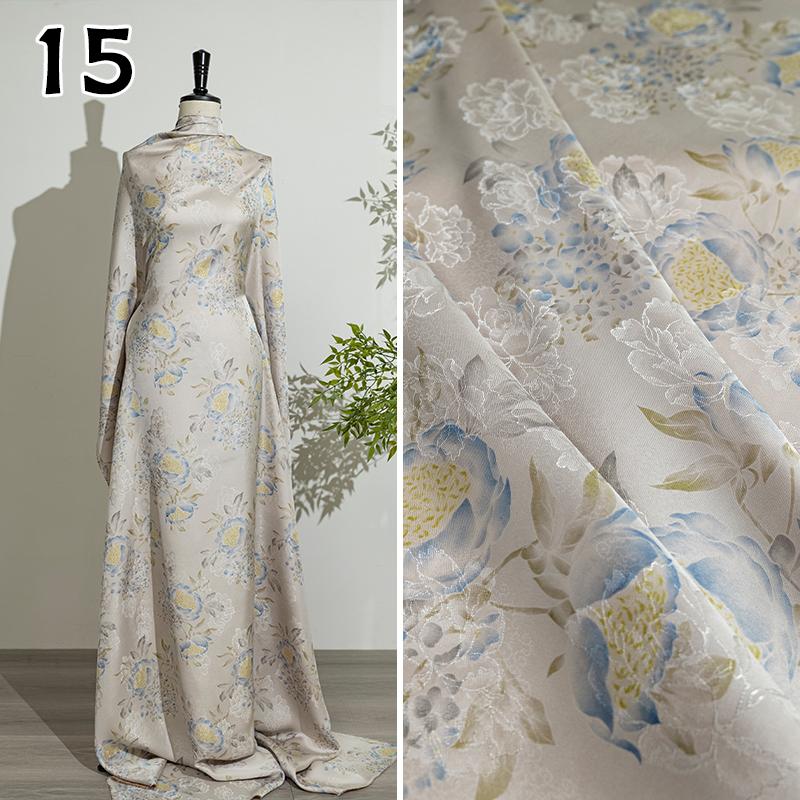 50*143cm Chinese Style Jacquard Rayon Fabric Luxury Xiangyun Yarn Drape Fabric For Diy Sewing Qipao Cheongsam Hanfu Dress Coat