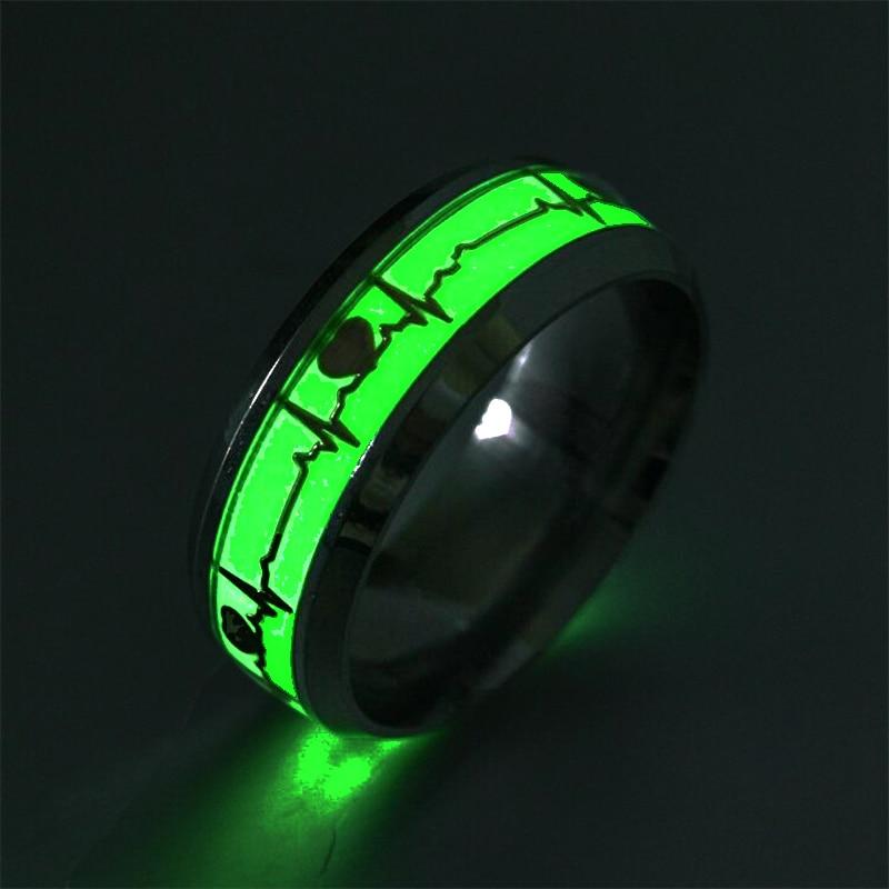 Fashion Luminous Dragon Ring Retro Stainless Steel Fluorescent Ring Plus Size Couple Jewelry For Men