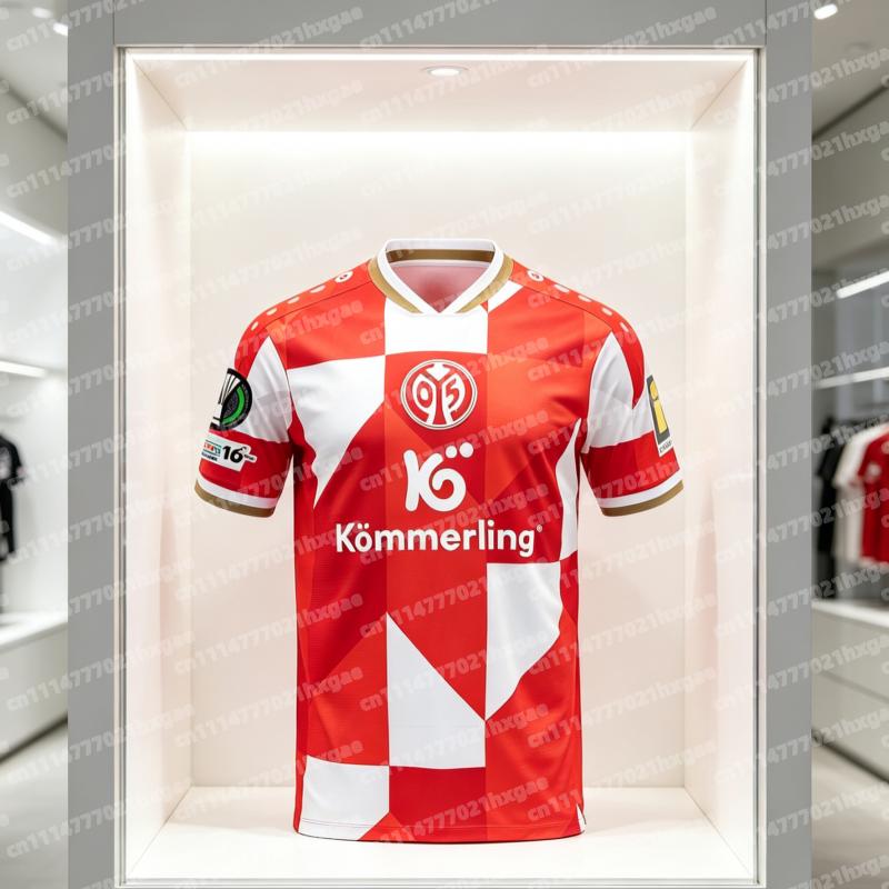 2026 Mainz 05 Maglia da Calcio Trasferta Uomo Manica Corta Traspirante Morbida Versione Tifoso Partita Allenamento Maglia da Calcio Famiglia T-shirt Bambini Y2K