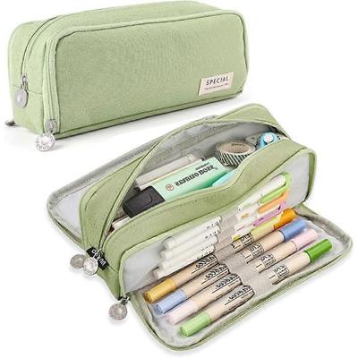 Large Pencil Case with 3 Compartments Big Capacity Pencil Pen Bag for Girls Boys Portable Office School Stationery Storage Pouch Makeup Bag for Studen