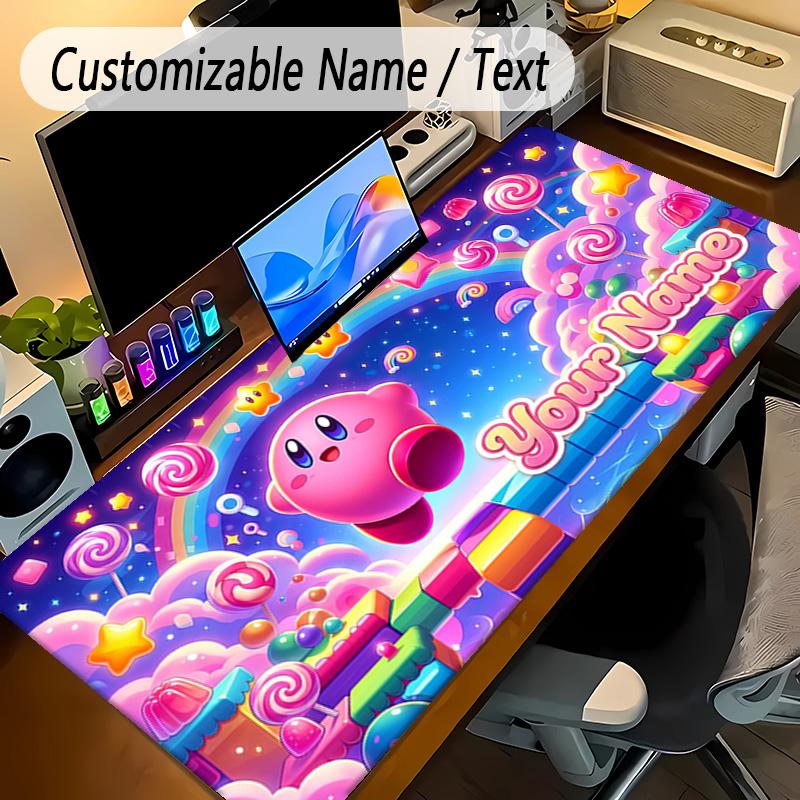 Large Mouse PadKirby Custom Name Text Personalized Desk Mat Non Slip Gaming Pad
