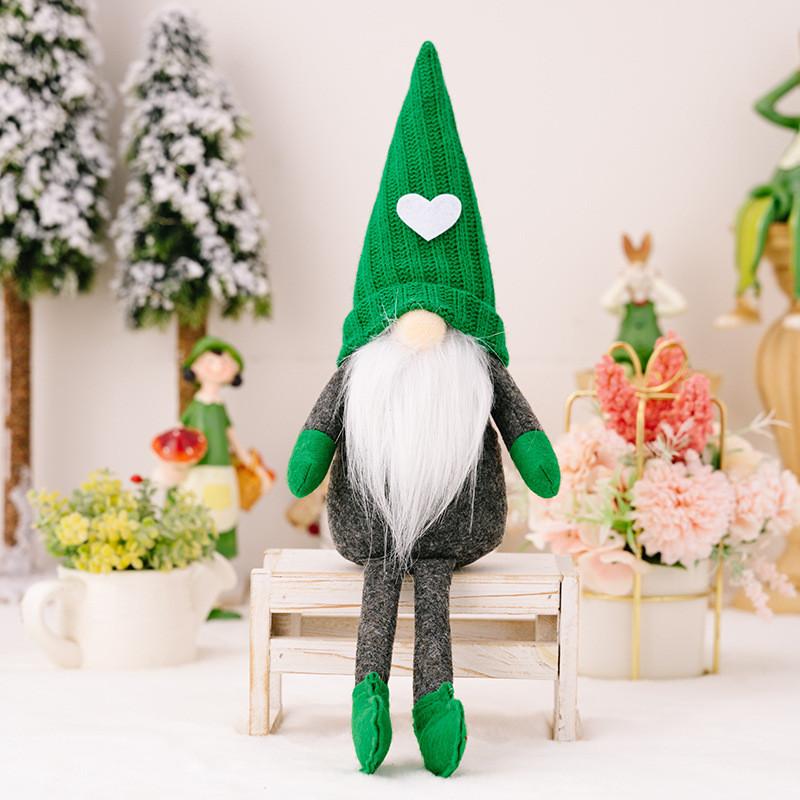 

Green Whimsical Knitted Hanging Leg Doll Featuring Various Beard Colors For Holiday Fun Green Knit Hat Male