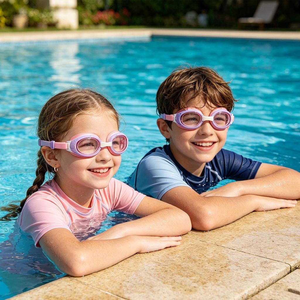 Youth Swimming Glasses Silicone Wide Clear Anti-Fogging Eye Protection Swimming Glasses For Age 3-12 Girls Boys Competition