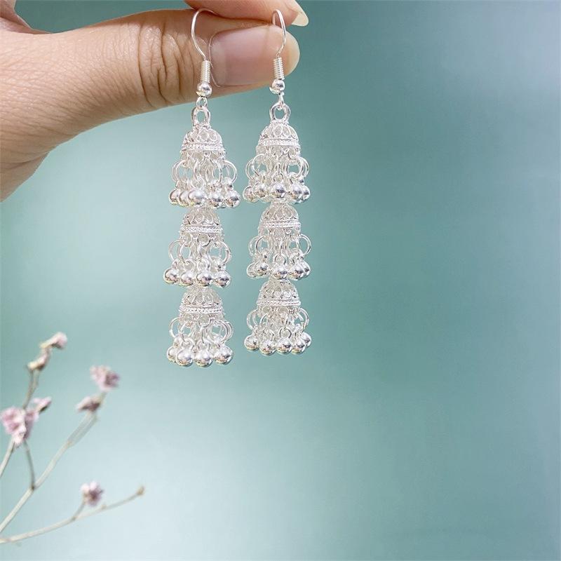 Ethnic style earrings Alloy silver-plated Miao ethnic minority Dong Yi earrings Earrings