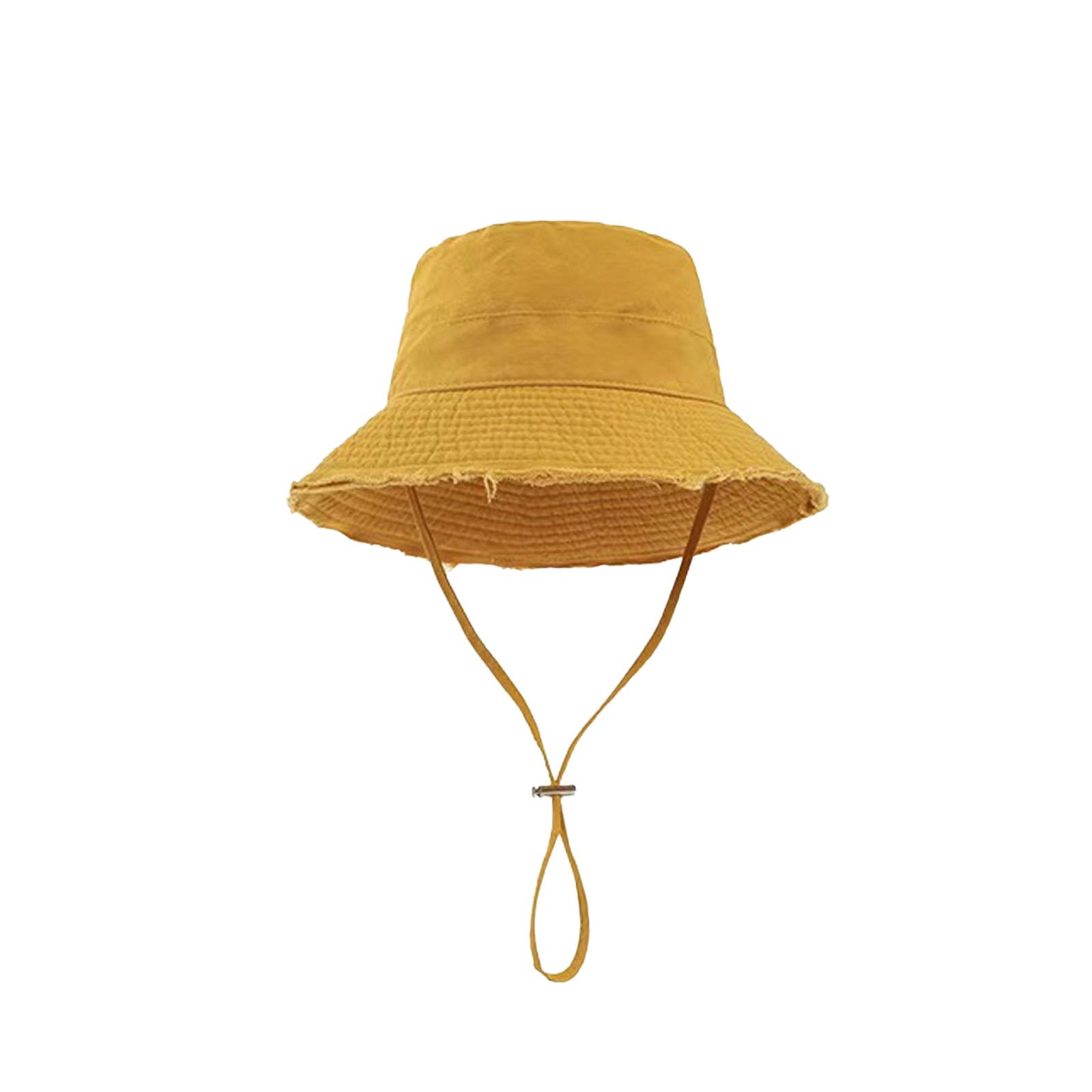 

Потертая панама с широкими полями для женщин, для улицы, пляжа, путешествий, регулируемая кулиска, солнцезащитная шляпа-рыбак жёлтый