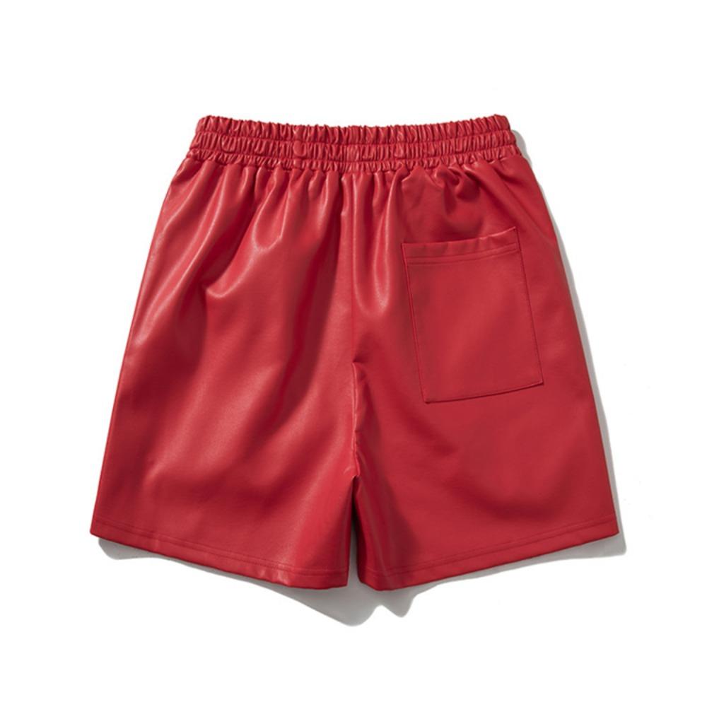 עור טהור שחור אדום מכנסיים קצרים כיסים 2025 קיץ גברים נשים איכות גבוהה צהוב שרוך מכנסי חוף קצרים מכנסיים