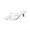 Temperament 2025 flip-flops soft leather sandals toe slippers thin heels square head outer wear pinch feet summer high heels sandals women