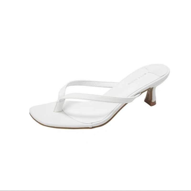 Temperament 2025 flip-flops soft leather sandals toe slippers thin heels square head outer wear pinch feet summer high heels sandals women