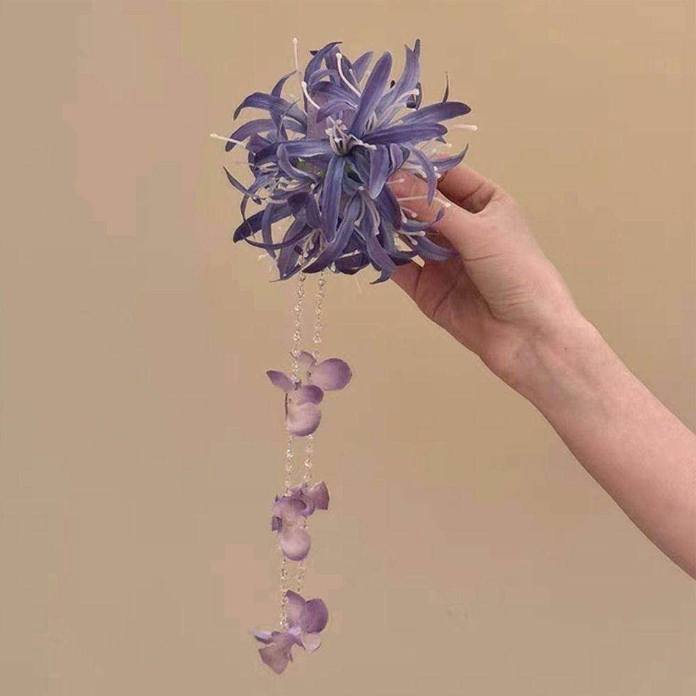 Ponytail Clip Hydrangea Flower Tassel Hair Clip Chinese Style Flower Tassel Hair Clip