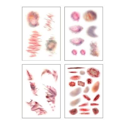 1/4PCS Gifts Waterproof Wound Bruising Temporary Tattoos Realistic 3D Fake Tattoo Lasting Scar Tattoo Sticker