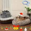 Paw Shape Calming Pet Bed, Plush Faux Fur Donut Bed for Dogs & Cats, Machine Washable, Non-Slip Bottom