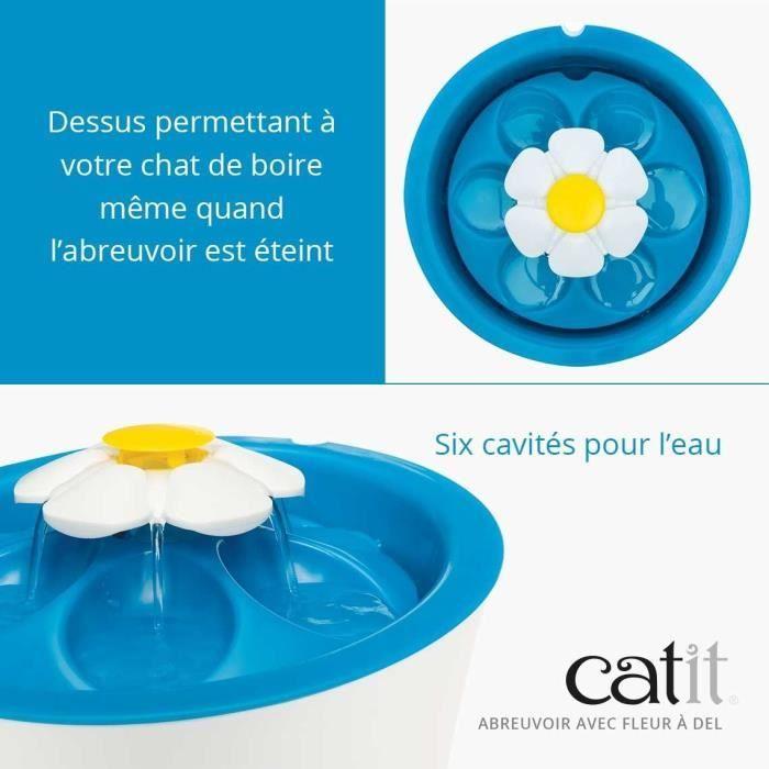 Fontaine à eau pour chat à fleur - CATIT - Flower - 3L - Avec LED - Bleu