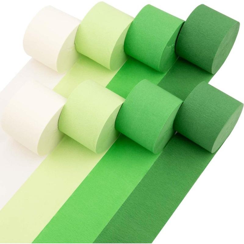 Eco Friendly Green Streamers with White Party Decor 4 Rolls Green Crepe Paper Streamer for Birthday Party Streamers for Backdrop